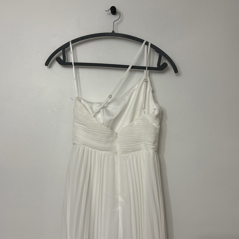 NWOT Lulus Wondrous Muse White Pleated One-Shoulder Plisse Midi Dress - Picture 9 of 10
